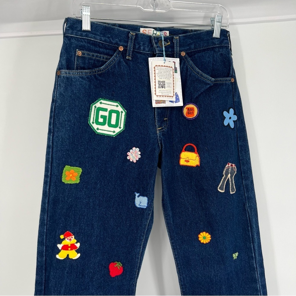 The Series NY Vintage Patchwork Dark Wash High Waist Straight Denim Jeans 28 NWT - Picture 4 of 11